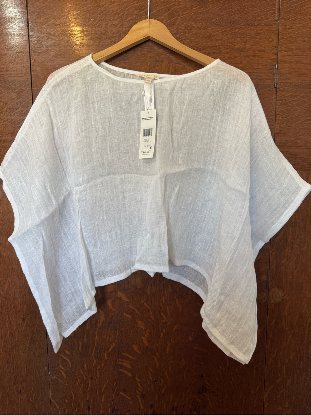 Eileen Fisher White Lightweight Linen Boxy Top